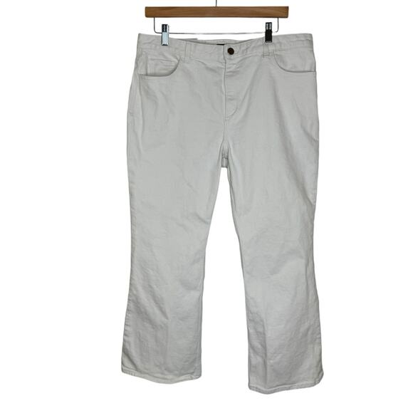 Theory Kick 5 Pocket Ivory Bootcut Jeans Denim Pants Women’s Size 32 Minimalist - Picture 1 of 9